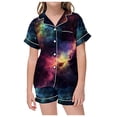 thumbnail image 1 of Gbsyewxs Girls Outfit Set Lapel Short Sleeve Star Print Tops And Shorts Set 2 Piece Sleepwear Summer Girls Clothes Grey Size 4-5 Years, 1 of 4
