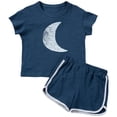 thumbnail image 1 of Gbsyewxs Girls Outfits 2 Piece Crew Neck Short Sleeve Printed Tops And Shorts Set Soft Summer Girls Clothes Set Navy Size 3-4 Years, 1 of 9