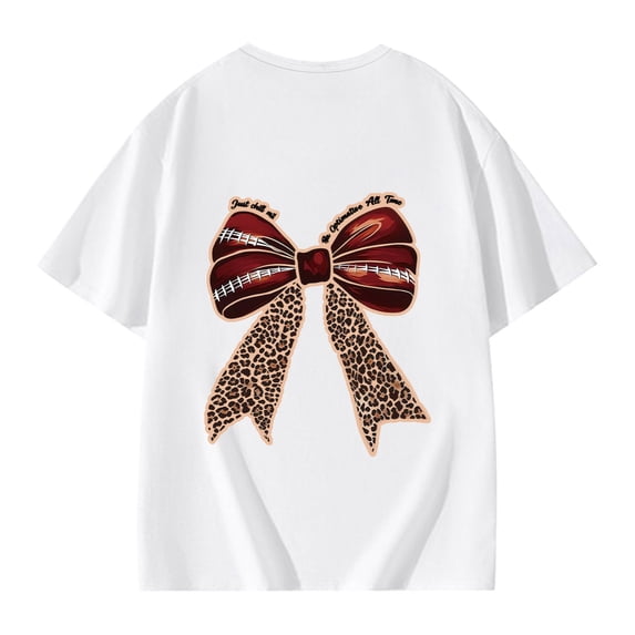 Gbsyewxs Girls Shirts Crew Neck Short Sleeve Bow Print Casual Summer Shirts For Girls White Size 3-4 Years