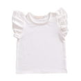 thumbnail image 1 of Gbsyewxs Girls Shirts Flutter Sleeve Crew Neck Solid Color Loose Summer T Shirts For Kids White Size 5-6 Years, 1 of 4