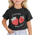 thumbnail image 1 of Gbsyewxs Summer Tops For Girls Short Sleeve Letter Strawberry Graphic Tshirts For Girls Crew Neck Soft Toddler Tees Size 3-4 Years Black, 1 of 4