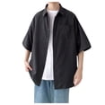 thumbnail image 1 of Gbsyewxs Mens Shirts Lapel Short Sleeve Solid Color Button Jacket Casual Summer Shirts For Men Black, 1 of 3