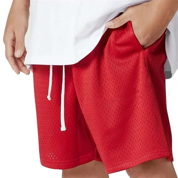 Gbsyewxs Mens Shorts Elastic Waist Solid Color Drawstring Breathable Athletic Summer Shorts For Men Red