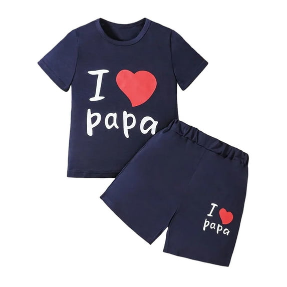 Gbsyewxs Outfits Sets For Boys 2 Piece Crew Neck Short Sleeve Tops And Shorts Letter Print Loungewear Summer Toddler Clothes Navy Size 9-10 Years