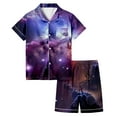 thumbnail image 1 of Gbsyewxs Outfits Sets For Girls Lapel Short Sleeve Printed Tops And Shorts Set 2 Piece Sleepwear Summer Toddler Clothes Dark Purple Size 10-11 Years, 1 of 5