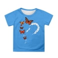 thumbnail image 1 of Gbsyewxs Shirts For Girls Crew Neck Short Sleeve Butterfly Print Breathable Summer Toddler Girls Tees Sky Blue Size 8-9 Years, 1 of 4