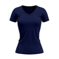 thumbnail image 1 of Gbsyewxs Shirts For Women V Neck Short Sleeve Solid Color Loose Summer Womens T Shirt Blue, 1 of 4