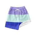 thumbnail image 1 of Gbsyewxs Shorts Boys Pull On ​Elastic Waist Liner Patchwork Drawstring Breathable Beach Summer Toddler Shorts Purple Size 8-9 Years, 1 of 4