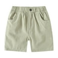 thumbnail image 1 of Gbsyewxs Shorts For Boys Elastic Waist Solid Color Button With Pockets Breathable Summer Boys Shorts Light Green Size 3-4 Years, 1 of 3