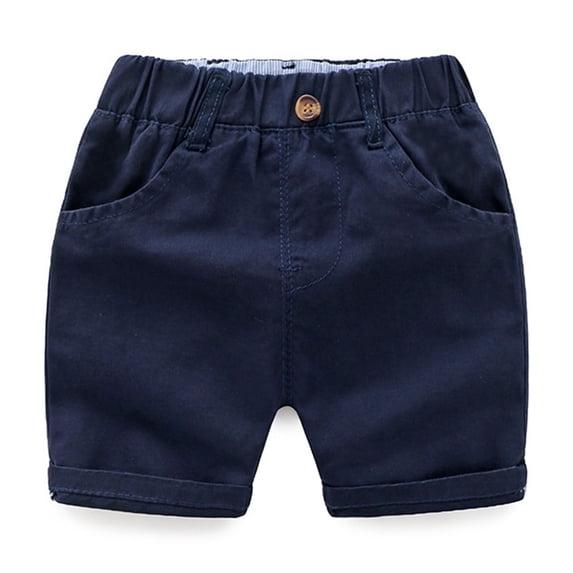 Gbsyewxs Shorts For Boys Elastic Waist Solid Color With Pockets Pull On Casual Summer Boys Shorts Navy Size 3-4 Years