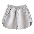 thumbnail image 1 of Gbsyewxs Shorts For Girls Elastic Waist Solid Color Soft With Pockets Pull On Casual Summer Girls Shorts Light Gray Size 6-7 Years, 1 of 4