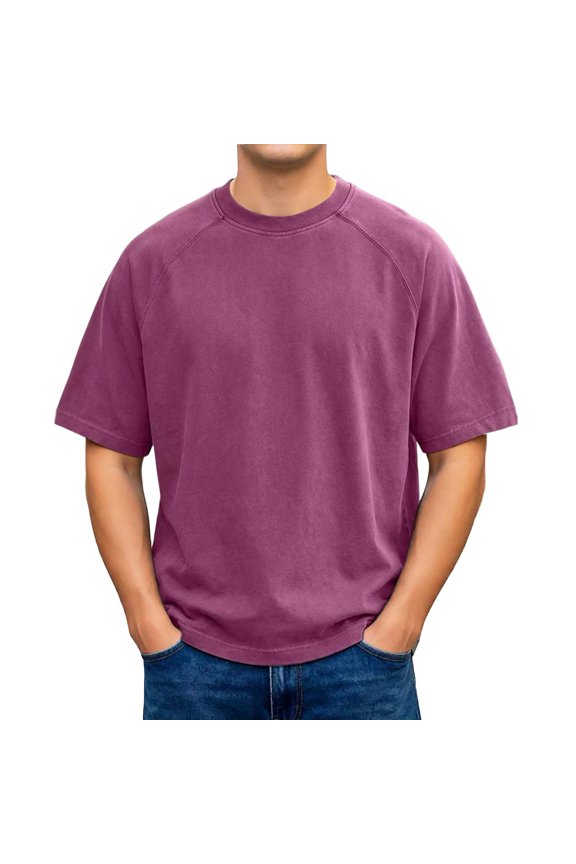 T Shirts For Man Crew Neck Short Sleeve Solid Color Casual Summer Mens Shirts Pink