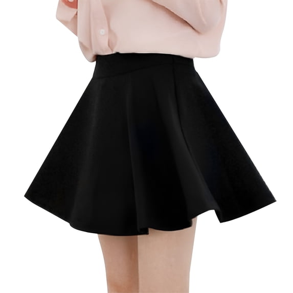 Gbsyewxs Womens Skirts High Waist Solid Color Pleated Mini Skirt Elegant Summer Women'S Skirts Black