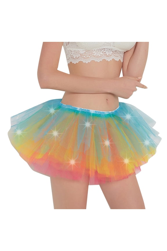 Womens Skirts Layered Patchwork Tutu Tulle Led Dance Performance Mini Skirt Women'S Skirts Camouflage