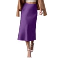 thumbnail image 1 of Gbsyewxs Womens Skirts Midi Skirt High Waist Solid Color Straight Elegant Party Women'S Skirts Dark Purple, 1 of 5