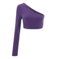 thumbnail image 1 of Gbsyewxs Womens Tops Long Sleeve One Shoulder Solid Color Slim Fashion Summer T Shirts For Women Purple, 1 of 8