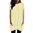 thumbnail image 1 of Gbsyewxs Womens Tops Short Sleeve Crew Neck Solid Color Loose Summer T Shirts For Women Light Yellow, 1 of 9