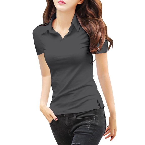 Gbsyewxs Womens Tops V Neck Short Sleeve Solid Color Slim Summer T Shirts For Women Grey