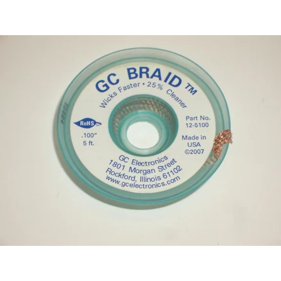 Gc Electronics 12-5100 5Ft 0.100" Desoldering Braid Solder Remover Wick