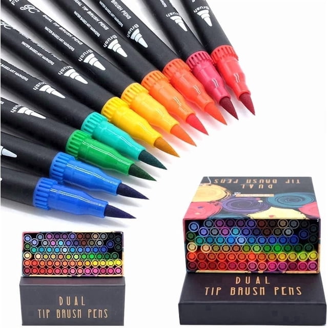 Paper Activetis Gc Quill 72 Colors Dual Tip Watercolor Markers Set, Fine & Brush Tip ...