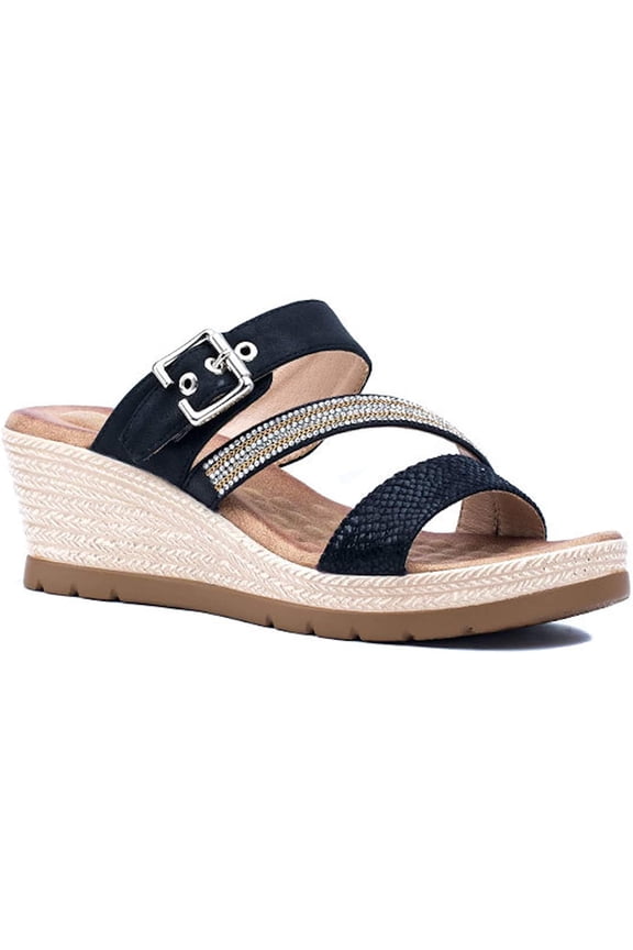 Womens Monica Memory Foam Bling Slide Wedge Sandal