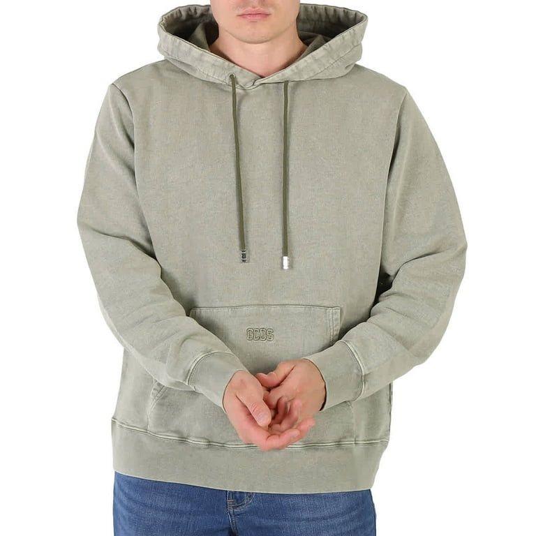 Gcds Men's Military Green Overdyed Gcds Regular Hoodie, Size Large