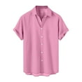 thumbnail image 1 of GceSteap Button Down Shirt for Men Solid Color Short Sleeve Loose Fit Casual Tshirts Shirt Summer Lightweight Beach Shirt Pink M, 1 of 4