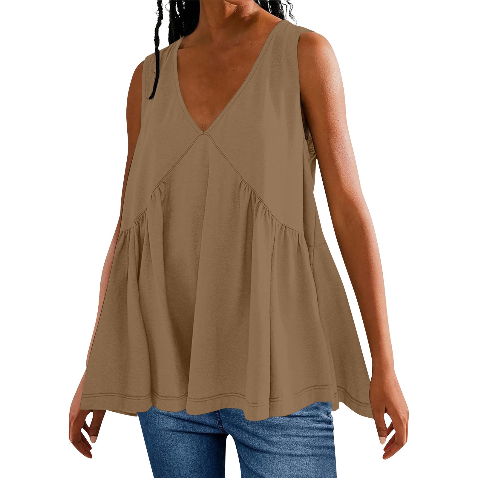 GceSteap Women Tank Tops Loose Fit Flowy Sleeveless V Neck Tunic Tops ...