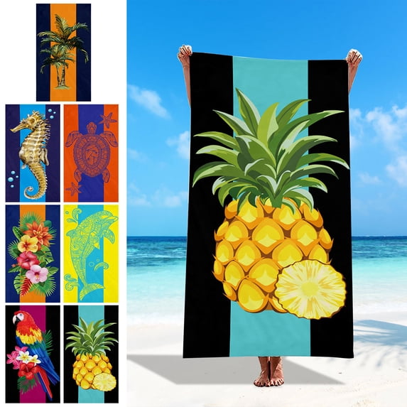 Gcvizuso 59x29.5in Quick Dry Microfiber Beach Towel, Super Absorbent Lightweight for Pool and Camping