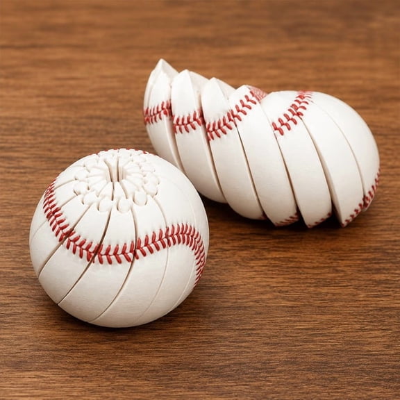 Gcvizuso Baseball Fidget Ball, 3D Printed Twisted Spheres Stress Relief Ball, Relieve Anxiety Fidget Ball Sensory Puzzle, Portable Handheld Focus Ball for Teens & Adults (Baseball)