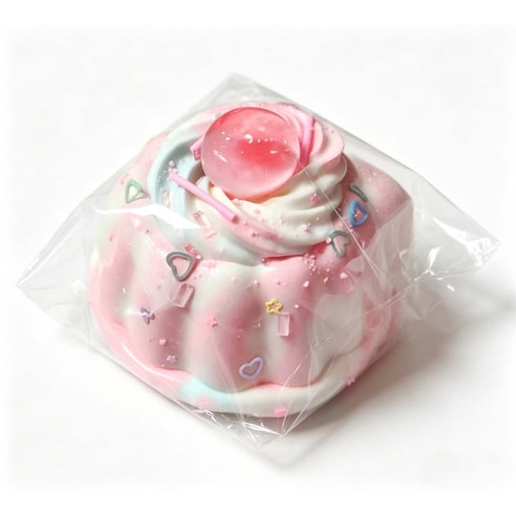 Gcvizuso Cherry Cream Cake Squeeze Ball, Realistic Soft Food Stress Reliever, Slow Rising Decompression Ball, Cute Desk Decor for Stress Relief