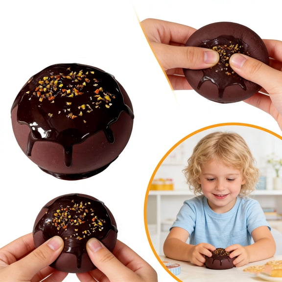 Gcvizuso Chocolate Cream Shape Stress Relief Ball, Slow Springback Sensory Squeeze Ball, Calming Hand Exercise Gadget