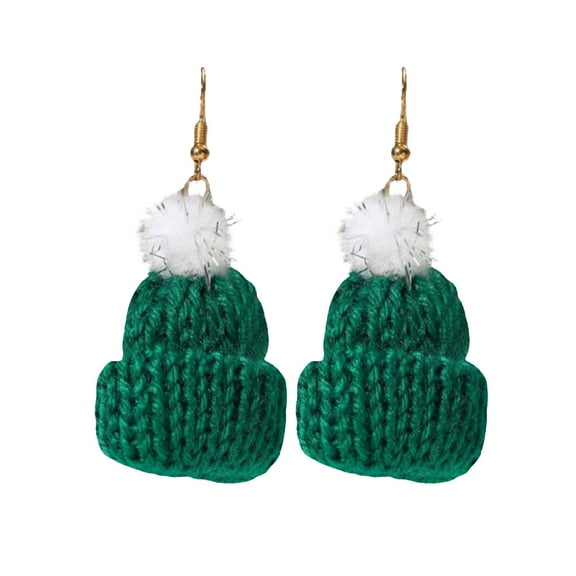 Gcvizuso Christmas Hats, Santa Hat, Christmas New Cute Sweet Temperament Wool Ball Knitted Small Hat Earrings
