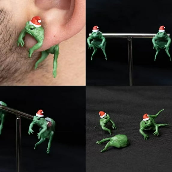 Gcvizuso Christmas Hats, Santa Hat, Hip Hop Lizard Earring Party Funny Earrings Personality Sweet Cool Style Earrings Style Earrings