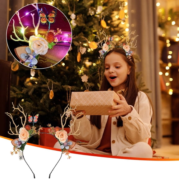 Gcvizuso Christmas Lights, String Lights, Christmas Light Up Antler Headband Antler Headpiece