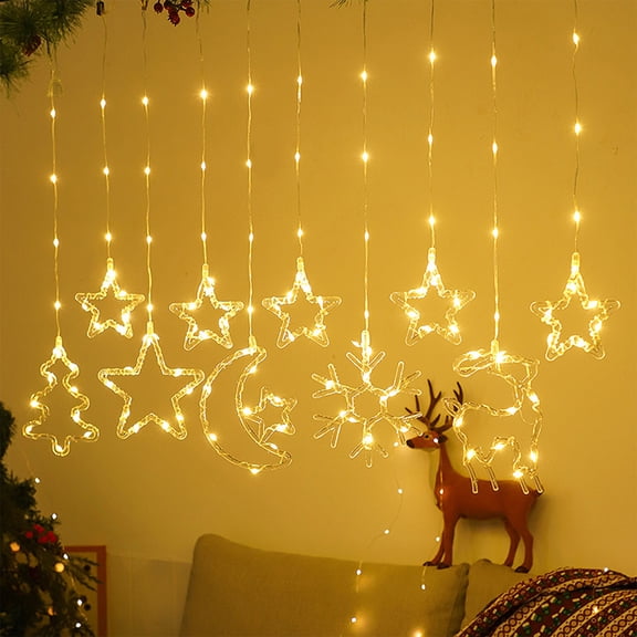 Gcvizuso Christmas Lights, String Lights, Christmas Window Light Decoration USB Powered Hanging Yellow Glowing Hanging LED Light With Remote Control