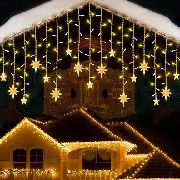 Gcvizuso Christmas Lights, String Lights, LED Ice Strip Lights, Icicle Lights, Curtain Lights, USB-Purpose Functions With Flash Battery, Suitable For Indoor And Outdoor Christmas Atmospheres