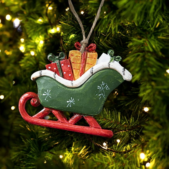 Gcvizuso Christmas Ornaments Clearance! Christmas Hanging Decorations, Christmas Tree Colored Resin Sleigh Pendant Christmas Decoration Diy Hanging Santa Snowman Hanging Ornaments