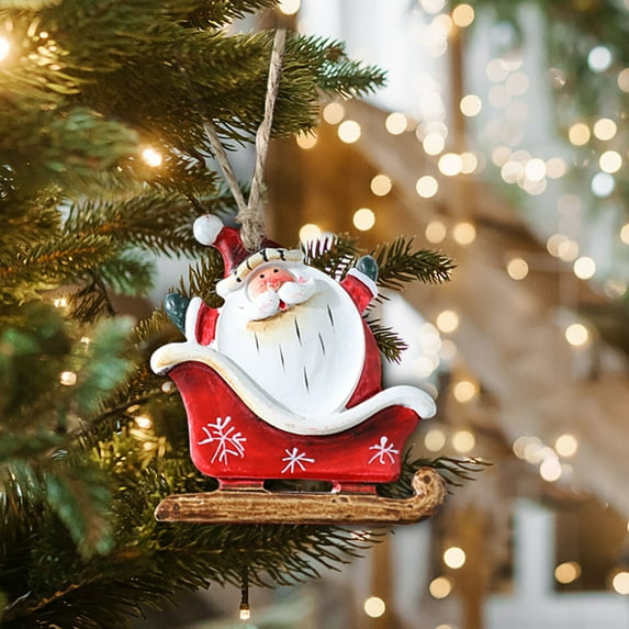 Gcvizuso Christmas Ornaments Clearance! Christmas Hanging Decorations, Christmas Tree Colored Resin Sleigh Pendant Christmas Decoration Diy Hanging Santa Snowman Hanging Ornaments