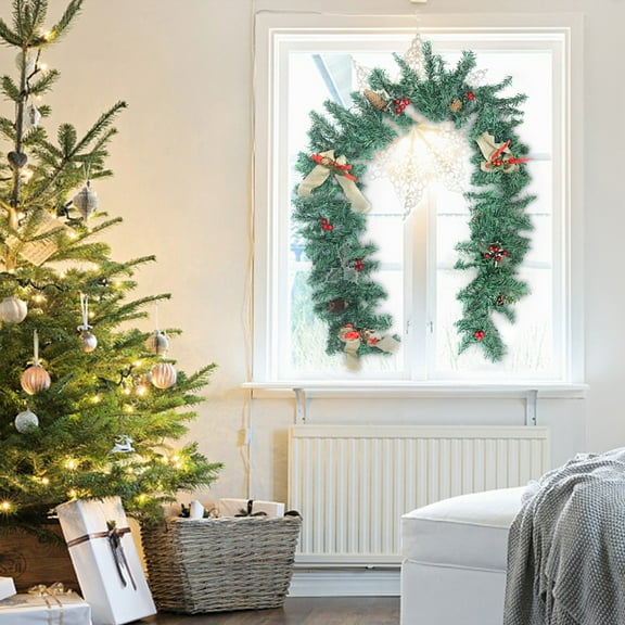 Gcvizuso Christmas Rattan Ornaments, Green PVC Christmas Decoration Rattan 1.8m Christmas Rattan Garland