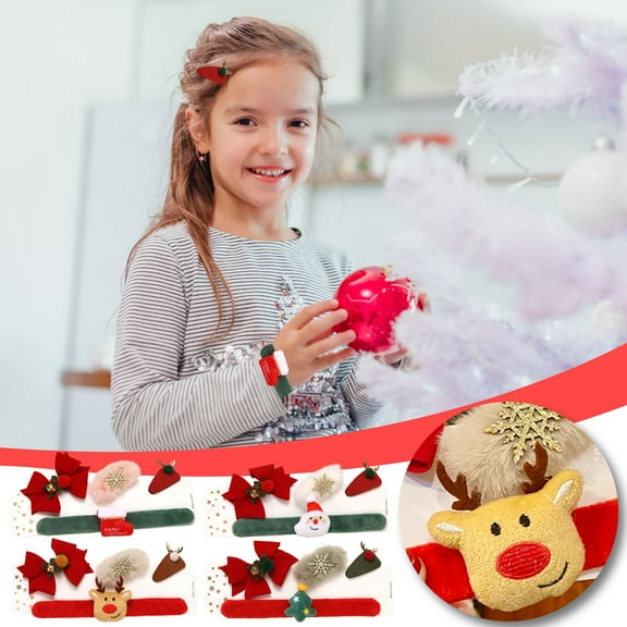Gcvizuso Christmas Stockings, 4Pcs Christmas Clips Kit Bow Hair Pins Small Santa Stocking Reindeer Hair Barrettes Cute Holiday Hair Accessories For Girls Women Kids Toddlers Birthday Gifts
