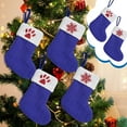 thumbnail image 1 of Gcvizuso Christmas Stockings, Clearance Christmas Decor, Knitted Hosiery Wool Hosiery Embroidered Dog's Paw Snowflake Children's Candy Gift Bag Blue Christmas Stocking Gift Bag, 1 of 7