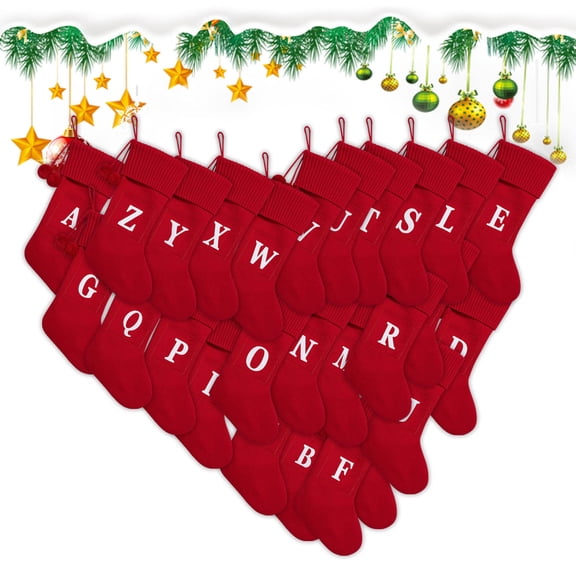 Gcvizuso Christmas Stockings, Clearance Christmas Decor, Knitted Hosiery Wool Hosiery Embroidered Letter Children's Candy Gift Bag Christmas Stocking Gift Bag
