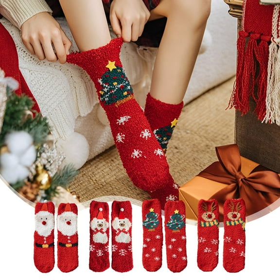 Gcvizuso Christmas Stockings, Christmas Stocking, Santa, Snowman, Reindeer, Xmas Character Plush With Faux Furs Cuff Christmas Decorations And Party Accessory,Winter Thickened Warm Socks