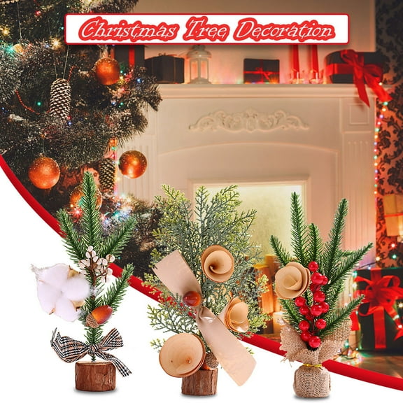 Gcvizuso Christmas Tree, Christmas Tree Decorations, 25CM Miniature Christmas Tree Decorations Desktop Layout Simulation