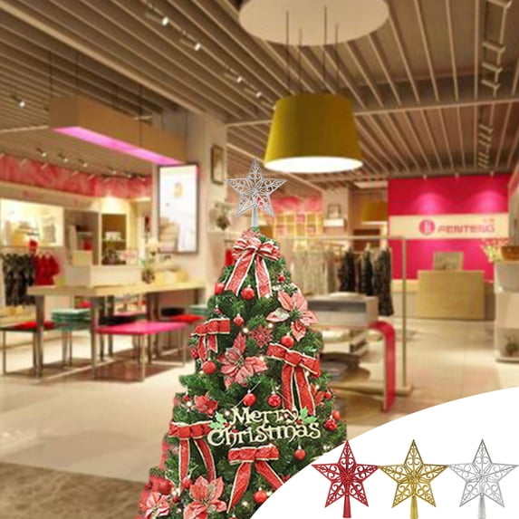 Gcvizuso Christmas Tree, Christmas Tree Decorations, Christmas Hollow Star Tree Topper Christmas Decoration Holiday Tree Top Shatterproof Hollow Star Decoration Holiday Christmas Tree Decoration