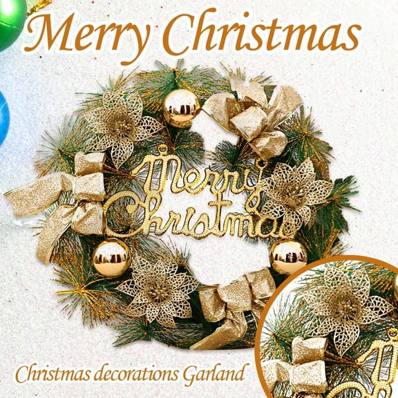 Gcvizuso Christmas Wreath, Christmas Wreaths for Front Door, Artificial Christmas Holiday Wreath Berries Snowflake Decorations