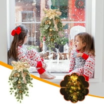 Gcvizuso Christmas Wreath, Christmas Wreaths for Front Door, Christmas Upside Down Tree Home Decoration Pendant Garland Door Hanger