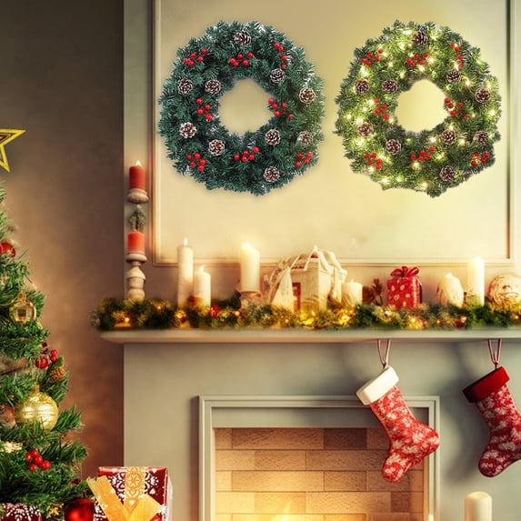 Gcvizuso Christmas Wreath, Christmas Wreaths for Front Door, Christmas Wreath Christmas Rattan Indoor Hanging Scene Arrangement Wall Decoration 40cm Christmas Decorations Wreaths For Front Door