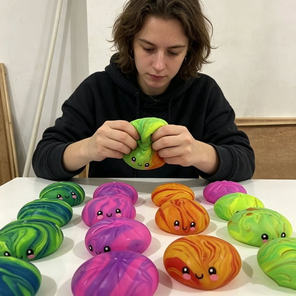 Gcvizuso Cute Steamed Bun Slow Rising Squeeze Ball, Soft Kawaii Stress Relief Ball, Colorful Scented Calming Ball, Anxiety Relief Tool